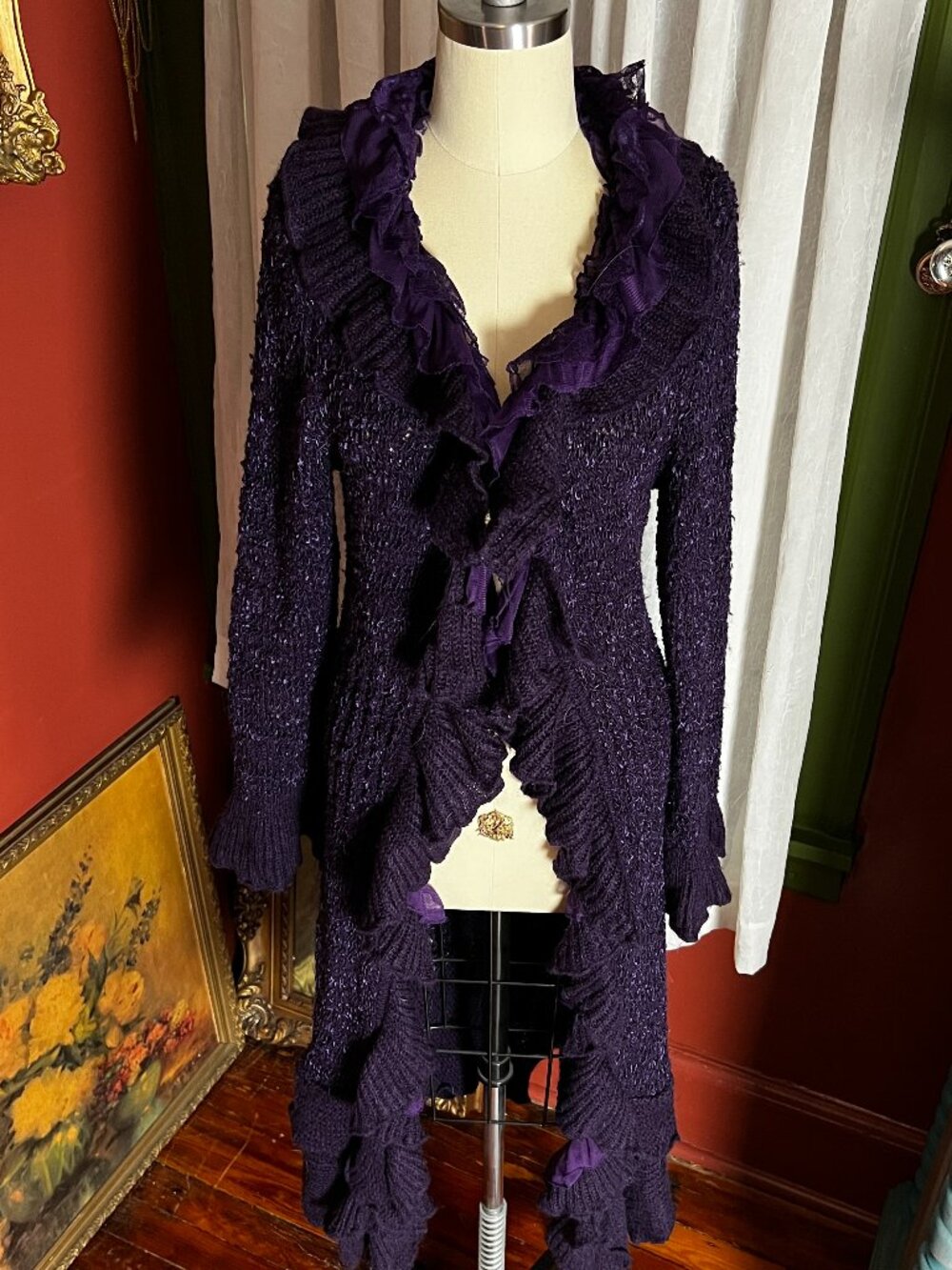 Purple Knit Ruffle duster - Picture 8 of 16